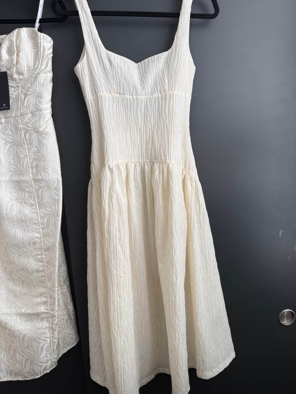 Princess Polly Cream Textured Square-Neck Midi Dress